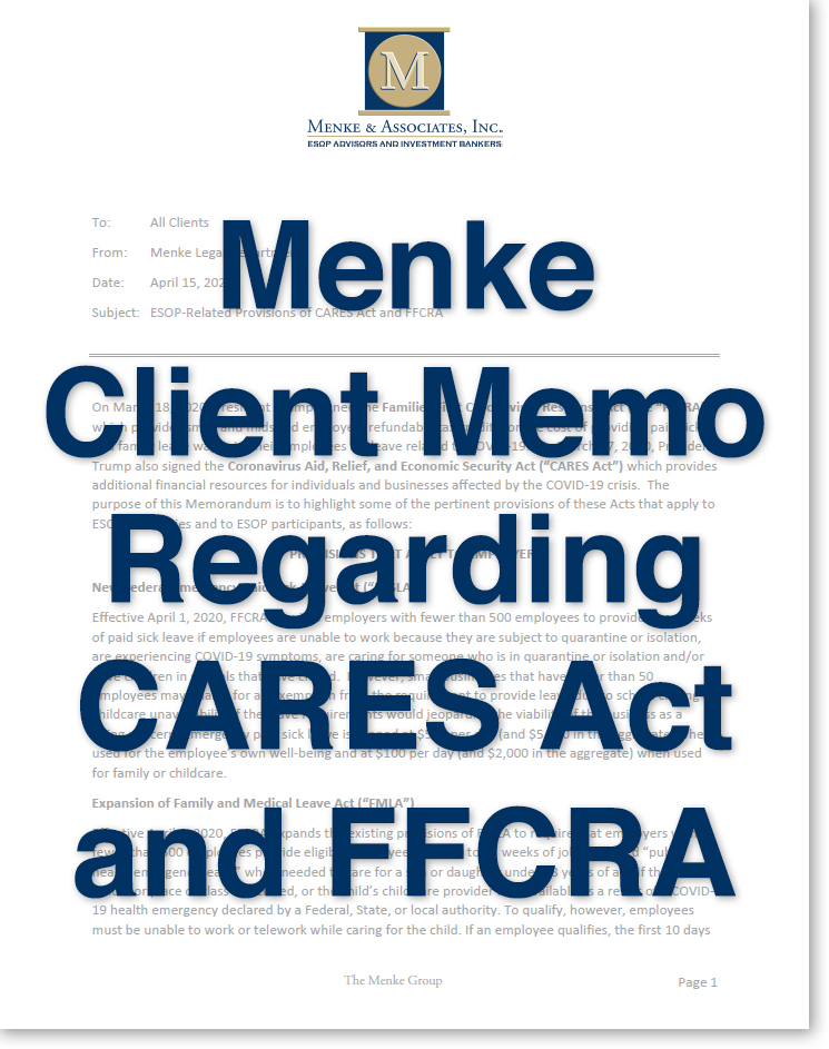 Menke ESOP CARES ACT Memo